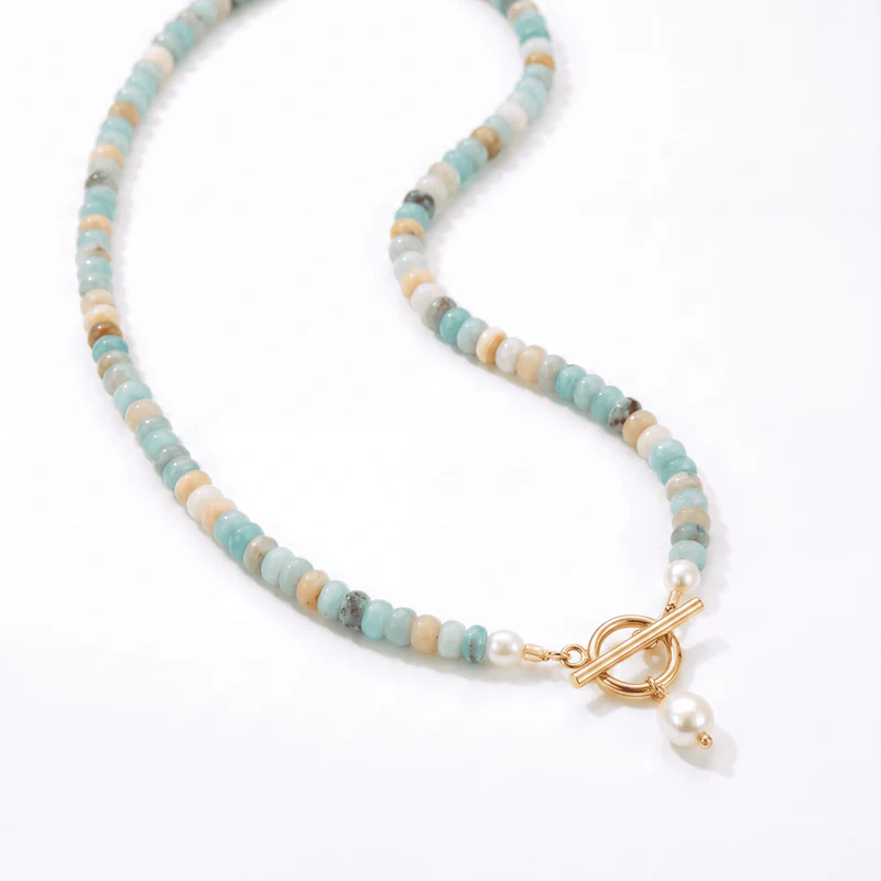 ✨ Turquoise Bead & Freshwater Pearl Necklac